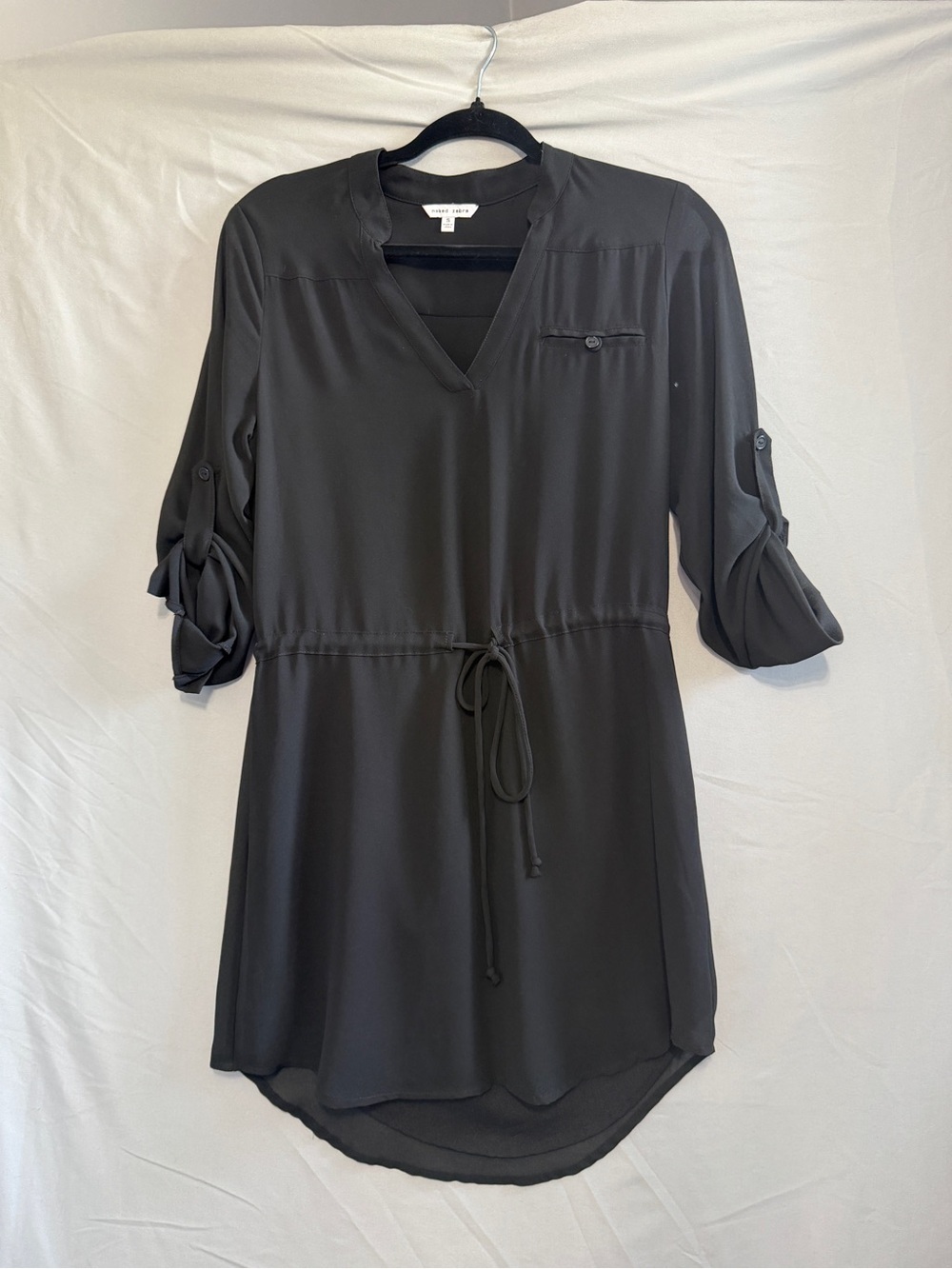 Naked Zebra Womens Midi Dress Size S Black Lined Preppy Office Whimsigoth V-neck
